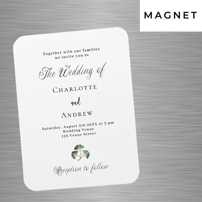 Wedding greenery ginkgo simple luxury invitation magnet (Creator Uploaded)