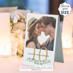 Wedding Greenery Gold 1 or 2 Photo Names Number