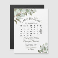 Wedding Greenery Save the Date Calendar Magnet