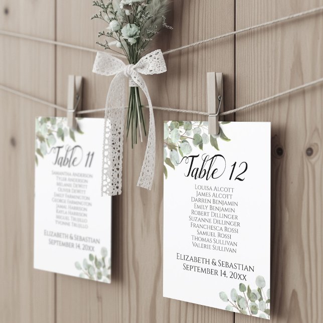 Wedding Greenery Seating Chart Table Number Large (Use these cards to create your own seating chart display!)
