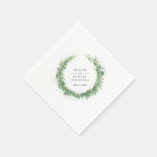 Wedding greenery wreath watercolor sage green napkin