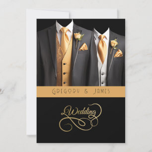 Wedding Grey & Orange Roses Silk Tie Invitation
