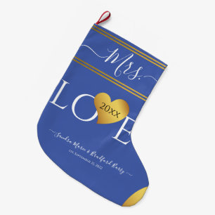 Wedding Groom Christmas Name Mrs.Blue Large Christmas Stocking
