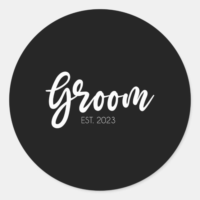 Wedding Groom Est 2023 Groom Classic Round Sticker (Front)