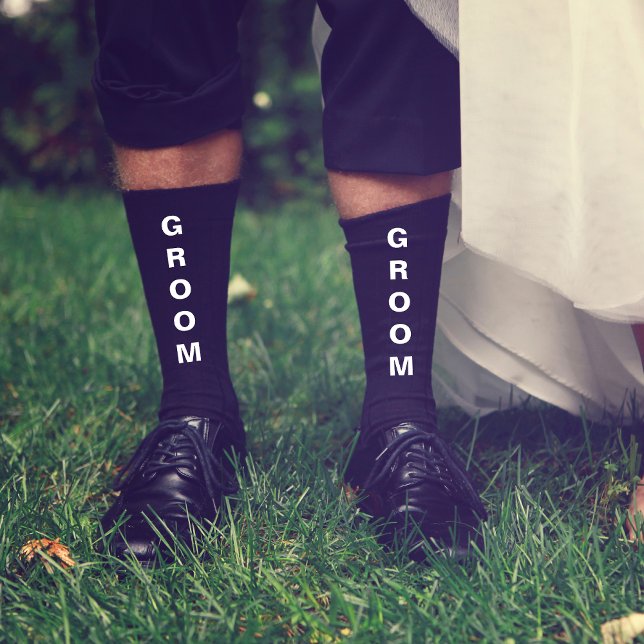 Wedding Groom Personalised Black Socks (Creator Uploaded)