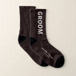 Wedding Groom Personalised Socks<br><div class="desc">Dress the men of your wedding party with coordinating personalised socks. You can personalise these souvenir keepsake "Groom" socks with your first names and wedding date in white typography against a black background.</div>