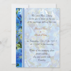 wedding, Groom's parents invitation blue hydrangea