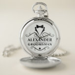 Wedding Groomsman Black Tie Pocket Watch<br><div class="desc">Wedding Groomsman Black Tie Pocket Watch</div>