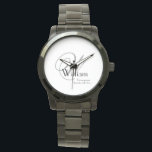 Wedding Groomsman Gift Elegant Monogram Cool Black Watch<br><div class="desc">Wedding Groomsman Groomsmen Gift Elegant Monogram Cool Black Sportsman's Watch. Click Personalise this template to customise it with the monogram initial, name, and date quickly and easily. Wedding Groomsman Gift Elegant Monogram Cool Black Watch, is part of the Groomsman Gift Collection in this store. 30 Day Money Back Guarantee. Ships...</div>