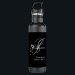 Wedding Groomsman Gift Modern Monogram Cool Black  710 Ml Water Bottle<br><div class="desc">Wedding Groomsman Groomsmen Gift Modern Monogram Initial And Name Cool Black Stainless Steel Water Bottle. Add that special touch with a monogrammed gift specially for your groomsman. Click personalise this template to customise your own monogram last name initial and your own first name and date quickly and easily. Modern Monogram...</div>