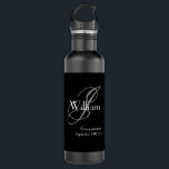 Wedding Groomsman Gift Modern Monogram Cool Black  710 Ml Water Bottle<br><div class="desc">Wedding Groomsman Groomsmen Gift Modern Monogram Initial And Name Cool Black Stainless Steel Water Bottle. Add that special touch with a monogrammed gift specially for your groomsman. Click personalise this template to customise your own monogram last name initial and your own first name and date quickly and easily. Modern Monogram...</div>