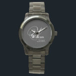 Wedding Groomsman Gift Modern Monogram Cool Black Watch<br><div class="desc">Wedding Groomsman Gift Modern Monogram Cool Black Sportsman's Watch. Click Personalise this template to customise it with the monogram initial, name, and date quickly and easily. Wedding Groomsman Gift Modern Monogram Cool Black Watch, is part of the Groomsman Gift Collection in this store. 30 Day Money Back Guarantee. Ships Worldwide...</div>