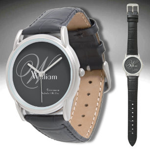 Wedding Groomsman Gift Modern Monogram Cool Sports Watch