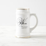 Wedding Groomsman Gift Modern Monogram Name Cool  Beer Stein<br><div class="desc">Wedding Groomsman Groomsmen Gift Modern Monogram Initial And Name Cool Classic Beer Stein. Groomsman Gift modern vintage inspired monogram last name initial, first name and date on the simple elegant classic Beer Stein. Customise it for that extra special touch to your Groomsman gift. Click personalise this template to customise it...</div>