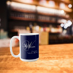 Wedding Groomsman Gift Modern Monogram Name Cool  Mug<br><div class="desc">Wedding Groomsman Gift Modern Monogram Name Cool Navy Blue Coffee Mug also called Coffee Cup. Add that extra special touch with a monogrammed gift specially for your Groomsman. Click personalise this template to customise it with your own monogram last name initial, the first name and the marriage date quickly and...</div>