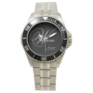 Wedding Groomsman Gift Monogram Modern Cool Sports Watch