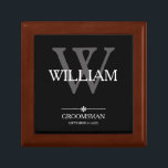 Wedding Groomsman Gift Name Date Elegant Cool Gift Box<br><div class="desc">Wedding Groomsman Groomsmen Gift Monogram Initial Plus Name And Date Elegant Cool Keepsake Gift Box. Click personalise this template to customise it with your monogram last name initial, your first name and date quickly and easily. Matching Groomsman Gift items in Groomsman Gift Collection in this store. Ships Worldwide fast. Wedding...</div>
