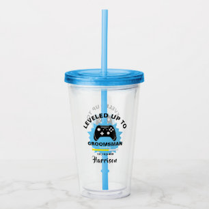 Wedding Groomsman Leveled Up Gamer Acrylic Tumbler