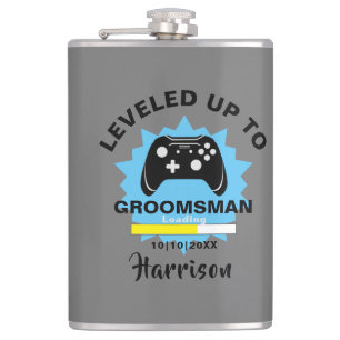 Wedding Groomsman Levelled Up Gamer Fun Hip Flask