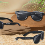 Wedding Groomsman Modern Personalised Name Custom Sunglasses<br><div class="desc">Wedding Groomsman Modern Personalised Name Custom Sunglasses features a personalised a simple design with your name and "Groomsman" in stylish elegant white script. Edit the text in the text boxes provided to personalise. Designed by ©Evco Studio www.zazzle.com/store/evcostudio</div>
