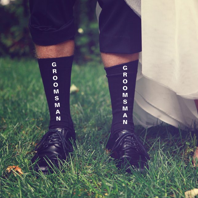 Wedding Groomsman Personalised Black Socks (Creator Uploaded)