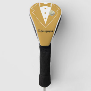 Wedding Groomsmen Gold Tuxedo with White Flower Golf Head Cover