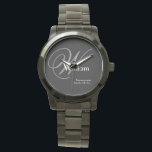Wedding Groomswoman Gift Modern Monogram Cool Watch<br><div class="desc">Wedding Groomswoman Gift Modern Monogram Cool Sporty Black Watch. Groomswoman modern vintage monogram initial name and date classic cool sporty watch. Click personalise this template to customise it quickly and easily. 30 Day Money Back Guarantee. Ships Worldwide Fast. Wedding Groomswoman Gift Modern Monogram Cool Watch. Created by artist RjFxx *All...</div>