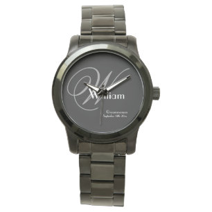 Wedding Groomswoman Gift Modern Monogram Cool  Watch