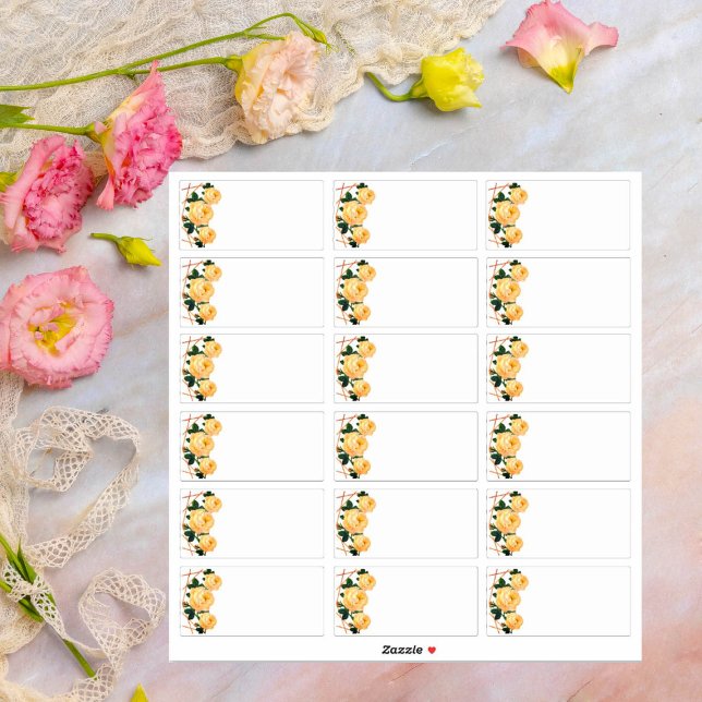 Wedding Guest Add Name Labels Orange Floral (Creator Uploaded)
