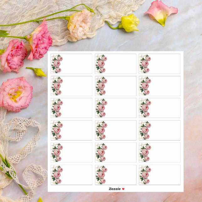 Wedding Guest Address Add Name Labels Pink Floral (Creator Uploaded)