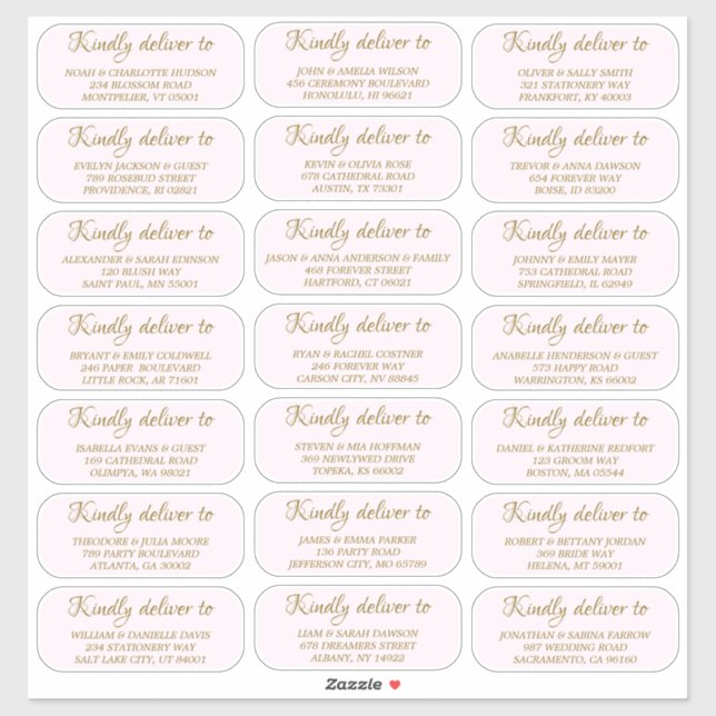 Wedding Guest Address Custom-Cut Vinyl Sticker (Sheet)