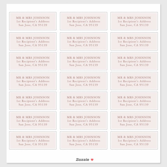 Wedding Guest Address Label 21 Different Addresse (Sheet)