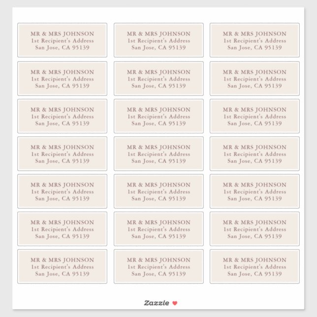  Wedding Guest Address Label 21 Different Addresse (Sheet)