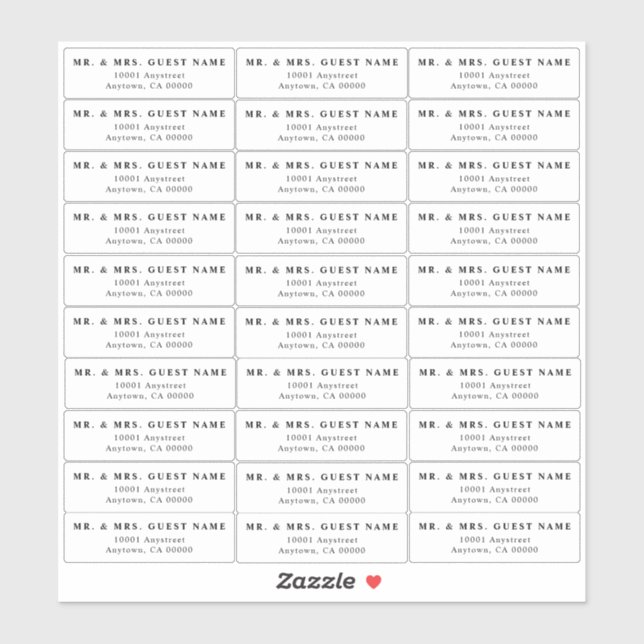 Wedding Guest Address Labels (Sheet)