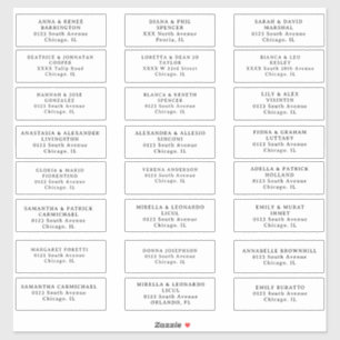 Wedding guest Address labels Cut Vinyl Sticker