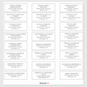 Wedding guest Address labels Cut Vinyl Sticker