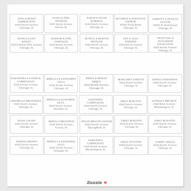 Wedding guest Address labels Cut Vinyl Sticker | Zazzle