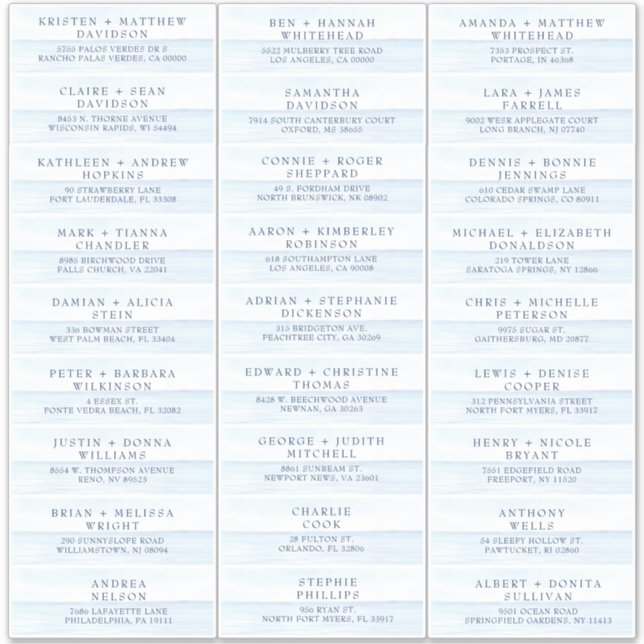 Wedding Guest Address Labels Ocean Watercolor (Front)