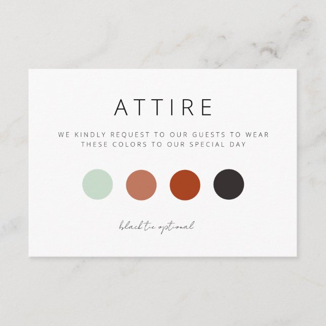 Wedding Guest Attire Dress Code Card (Front)