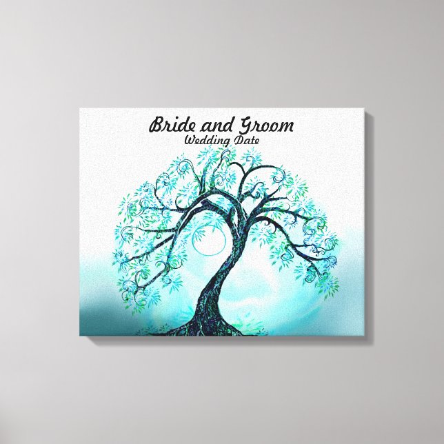 Wedding Guest Book Alternative Blue Tree of Life (Front)