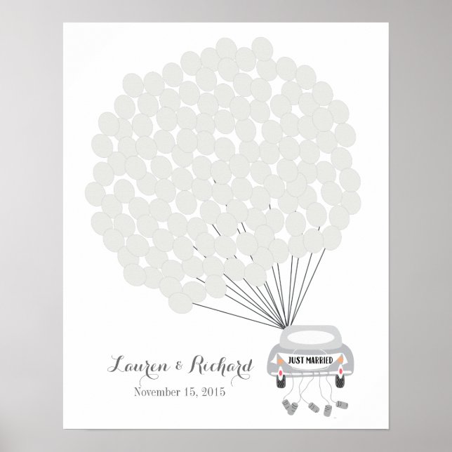 Wedding Guest Book Alternative with grey balloons (Front)
