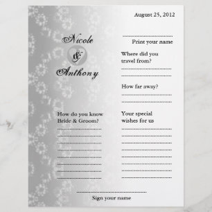 Wedding Guest Book Attended Vertical Grey Floral