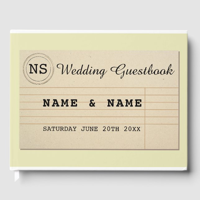 Wedding Guest Book Author Rustic Library Yellow (Front)