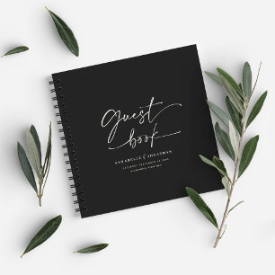 Wedding guest book black minimal modern