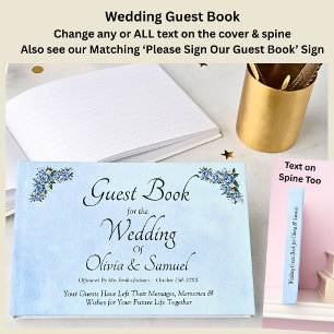 Wedding Guest Book  Blue Peony