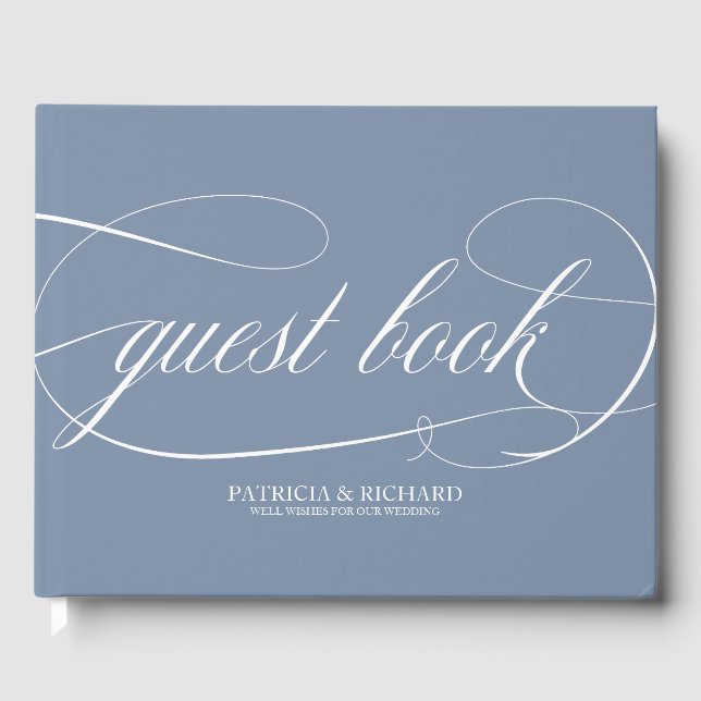 Wedding Guest Book Chic Dusty Blue (Front)