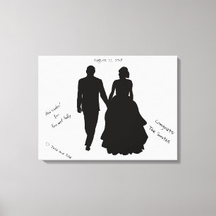 Wedding Guest Book Couple Silhouette Canvas