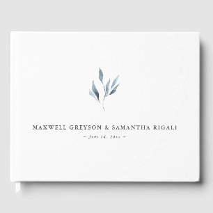 Wedding Guest Book Dusty Blue Botanicals