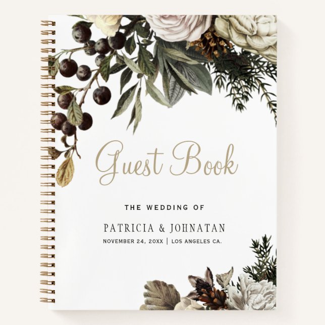 Wedding guest book elegant floral (Front)