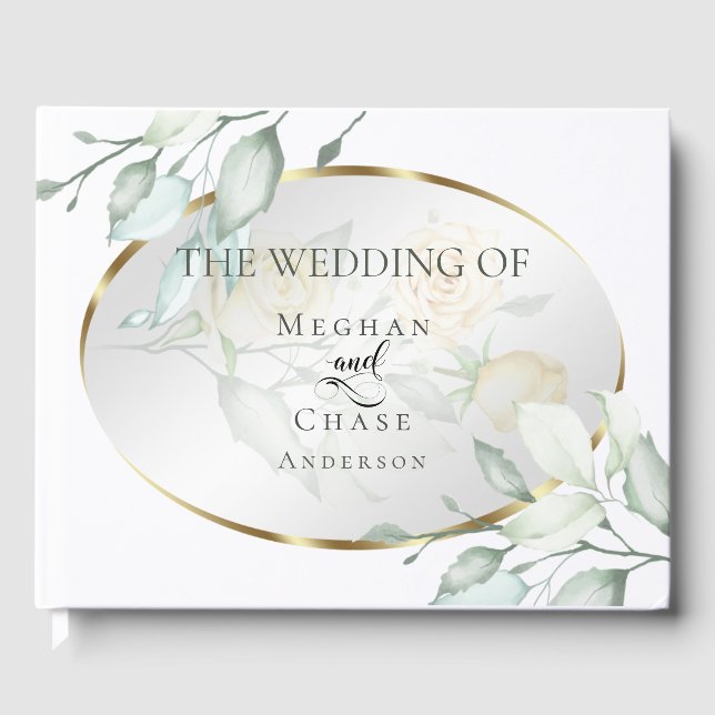 Wedding Guest Book | Elegant Pale Yellow Rose (Front)
